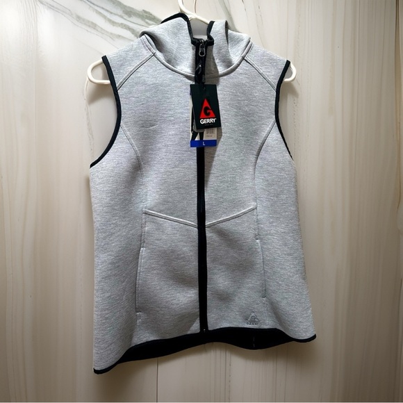 New Gerry Ladies' Lightweight Knit Vest Hooded in Light Heather Grey NWT - Picture 4 of 15